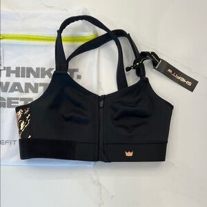 SHEFIT Black and Gold Sports Bra. Medium.